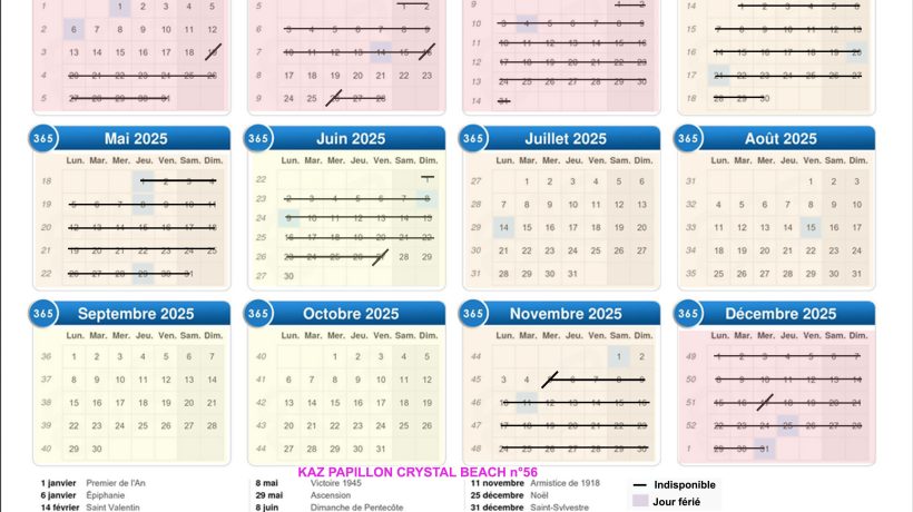 calendrier 2025