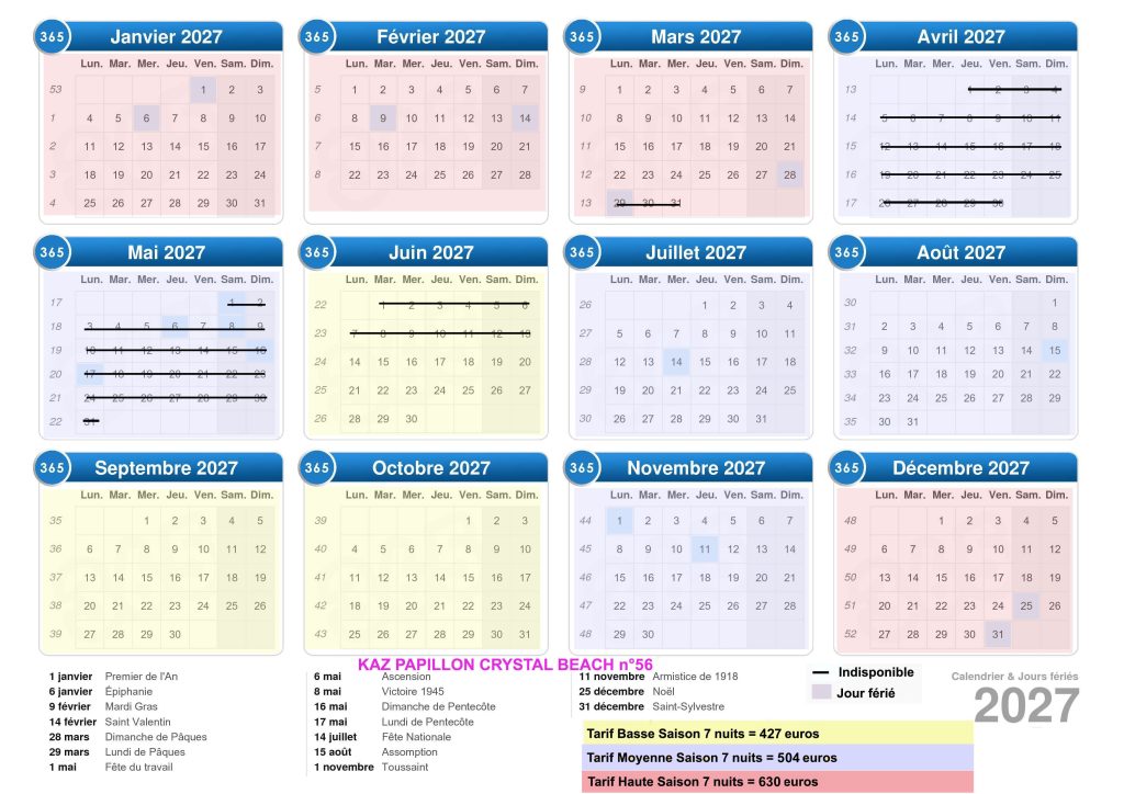 Calendrier 2027